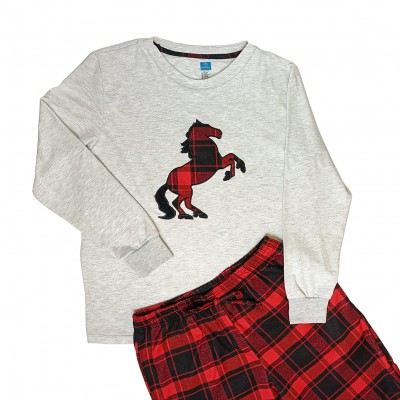Pijama Verano Caballo leñador rojo unisex adulto manga larga